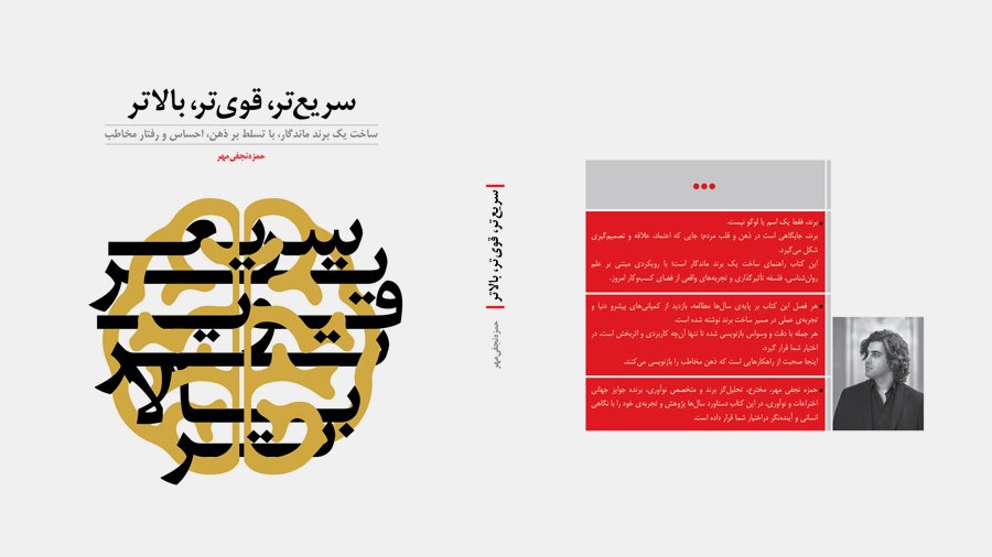 Cover of the book "Faster. Stronger. Higher." by Hamzeh Najafimehr – a strategic branding book exploring perception, emotion, and influence.